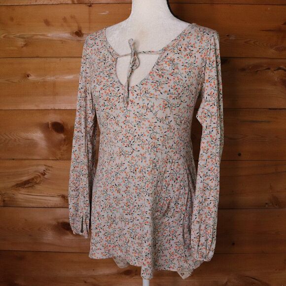 Anthropologie | Little Yellow Button Floral Tunic Top Small - Picture 1 of 6